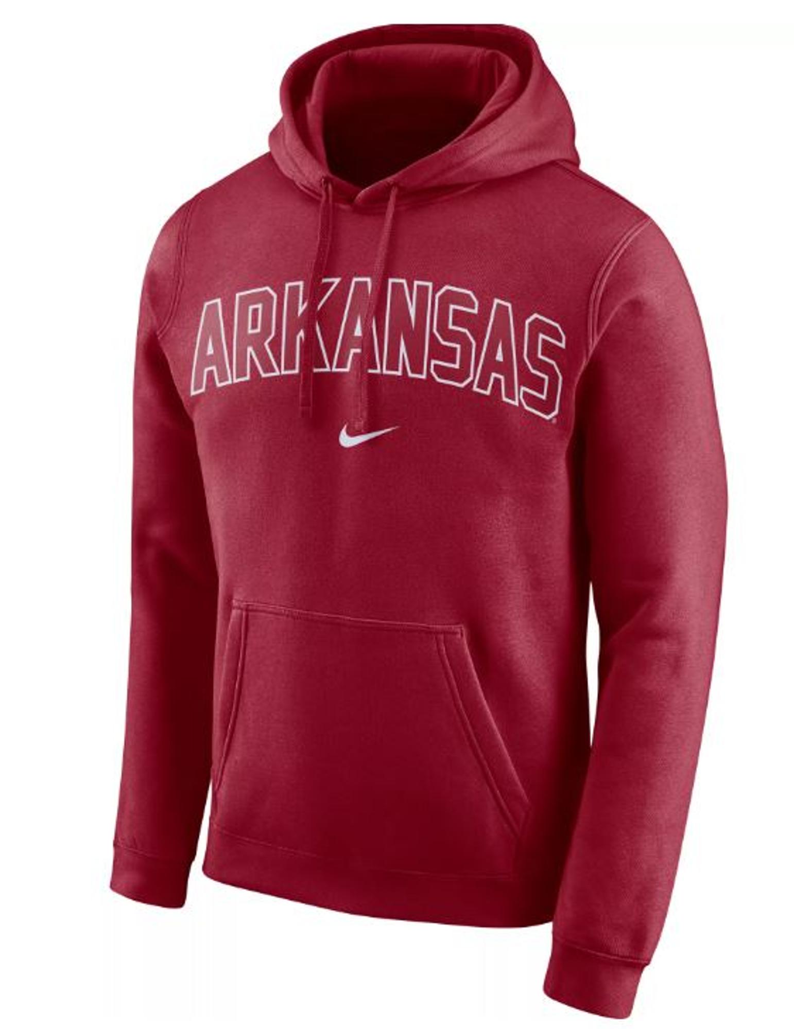 image of: Arkansas Razorbacks Nike Club Hoodie Arch- Crimson