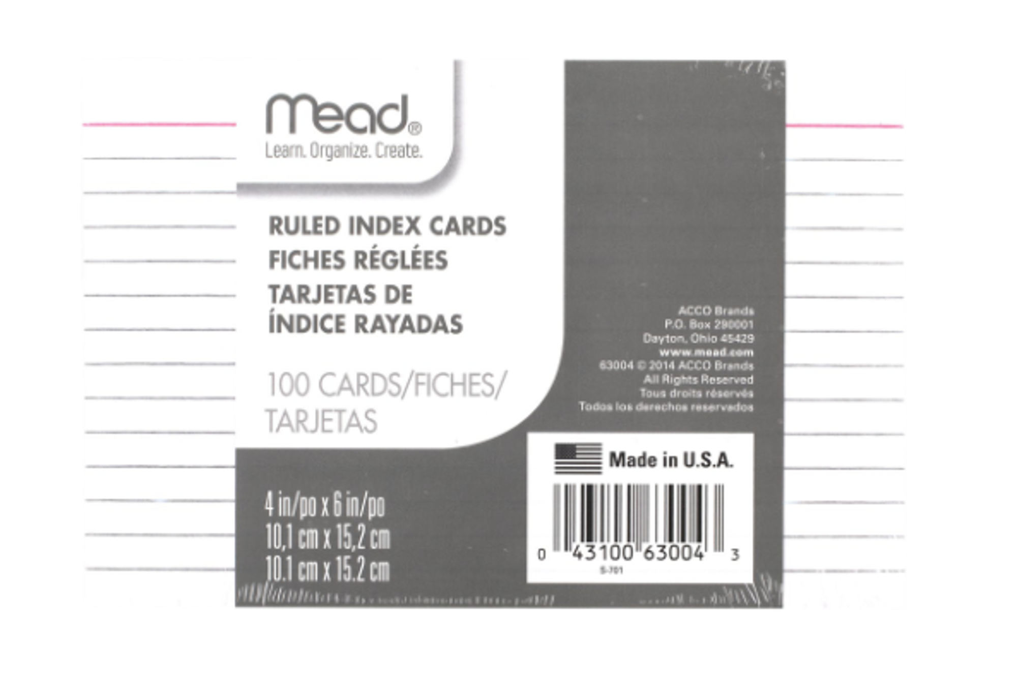 Product image 1 of 1 for Mead 4in x 6in Ruled Index Cards, 100 Pack, White