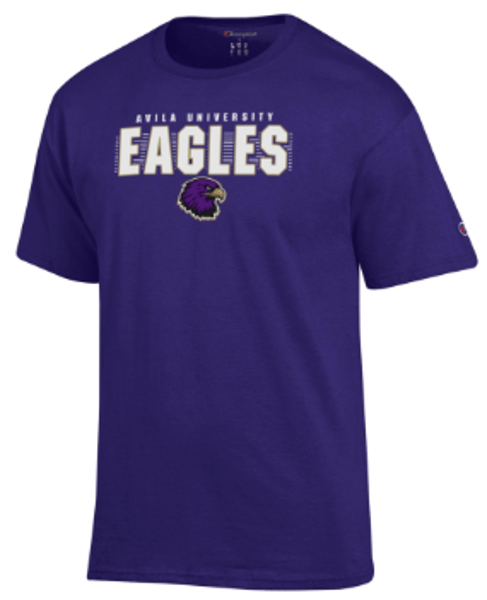 AU SS TEE STRAIGHT STACKED PURPLE; $22.99