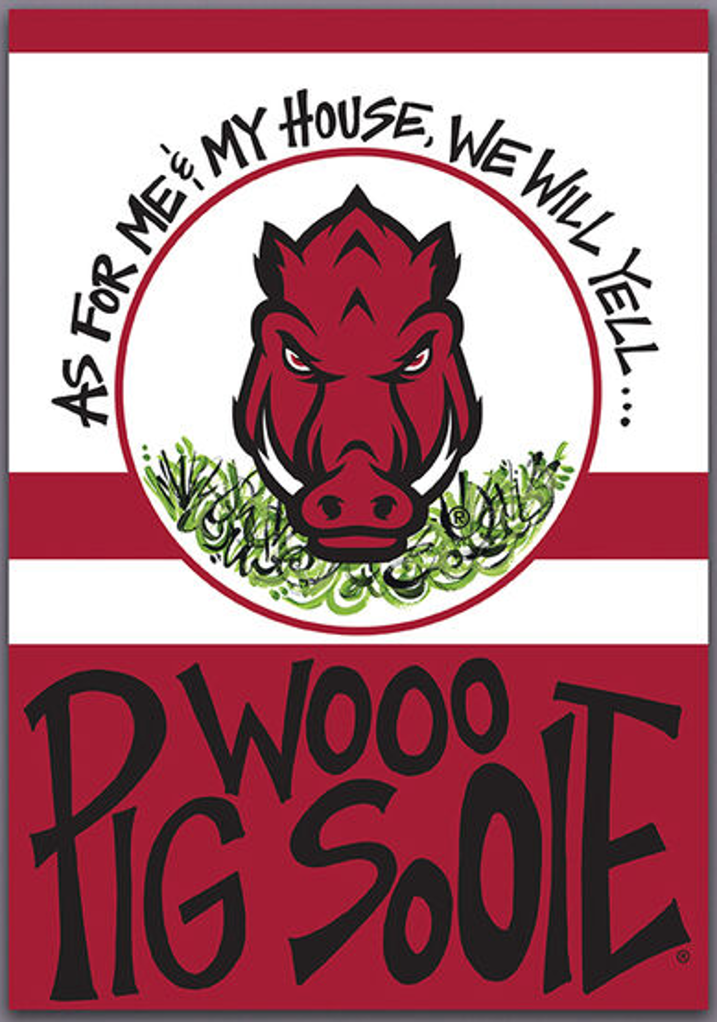 image of: Arkansas Razorbacks Magnolia Lane As For Me and My House 40x28in House Flag