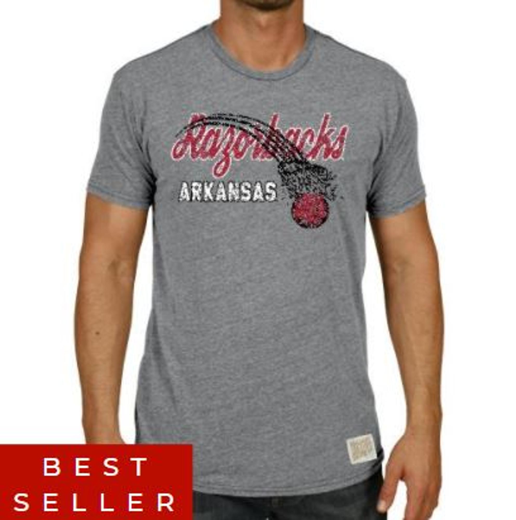 image of: Arkansas Razorbacks Retro Brand Vintage Basketball Tee - Grey