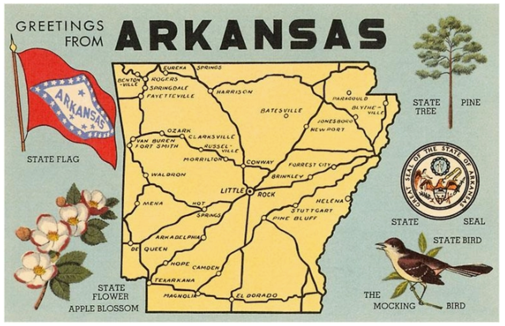 image of: Vintage Map of Arkansas Magnet