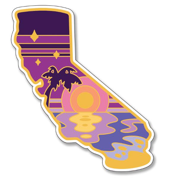 California Retro Sunset Vinyl Sticker; $6.98
