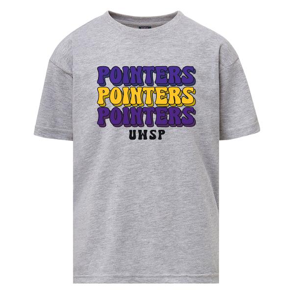 UWSP Youth Buddy Short Sleeve Tee, Pointers Retro Logo, Heather Gray; $19.98