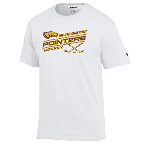 UWSP Hockey Champion Basic Short Sleeve Tee, White; $24.98