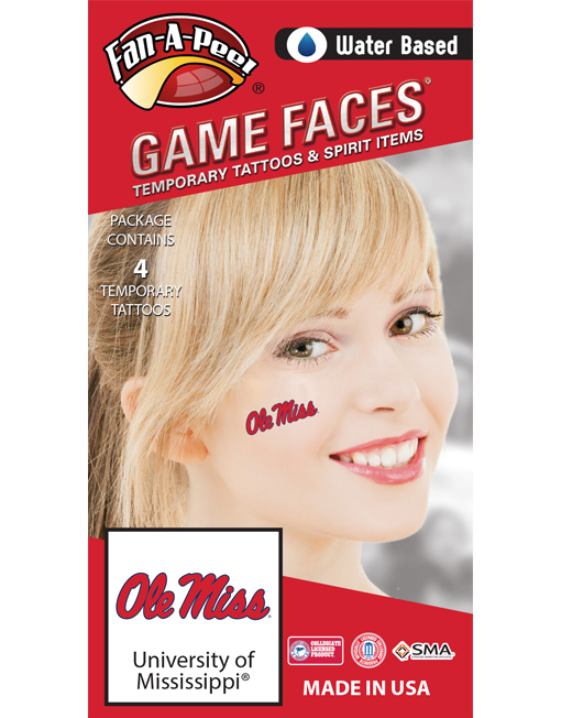 image of: Ole Miss Script Water Based Tattoos Set/4