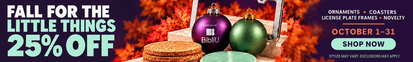 Fall sale promo banner: Get 25% off select campus store gifts and novelties through October 31.