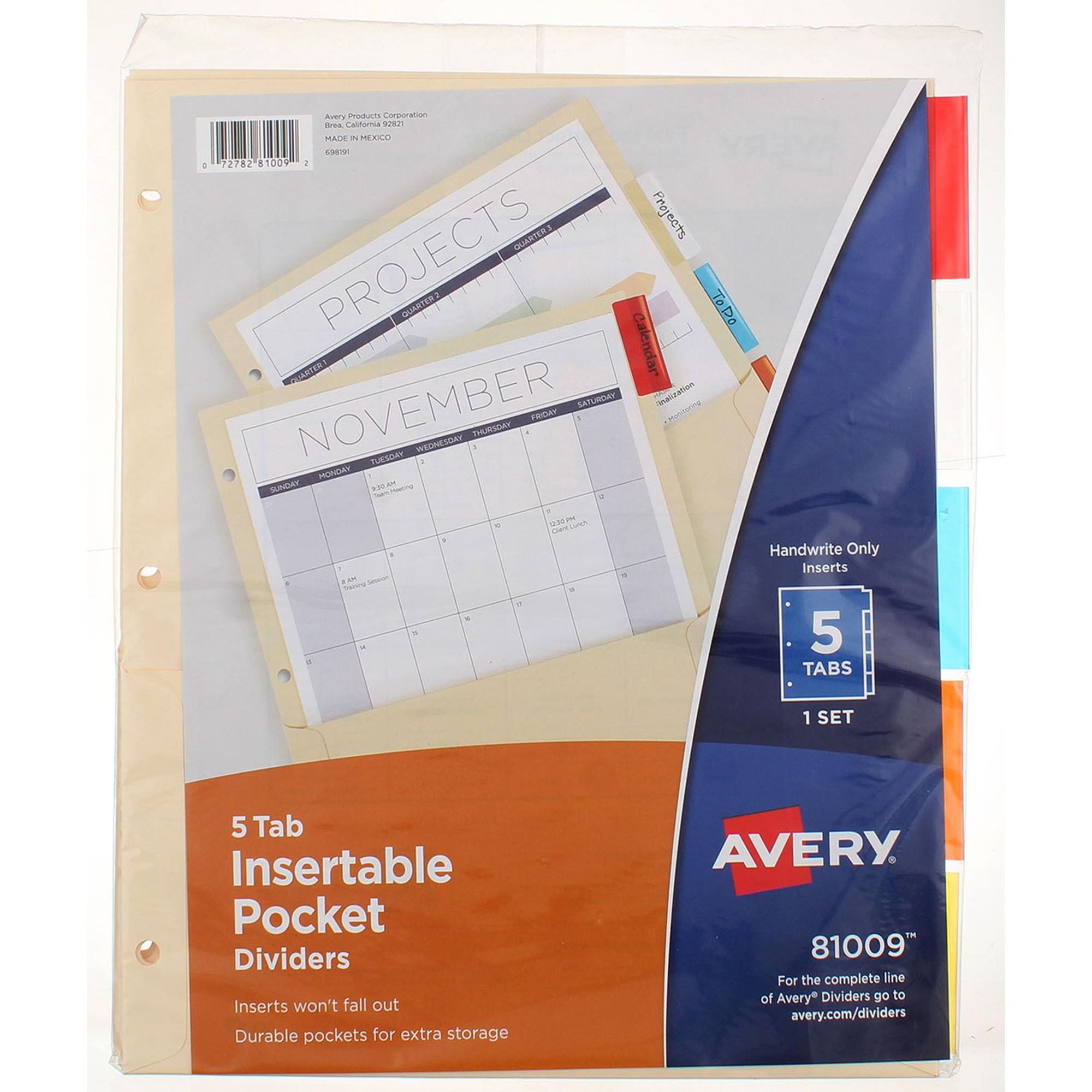image of: Avery Insertable Dividers w/Pocket Tabs 5 tab
