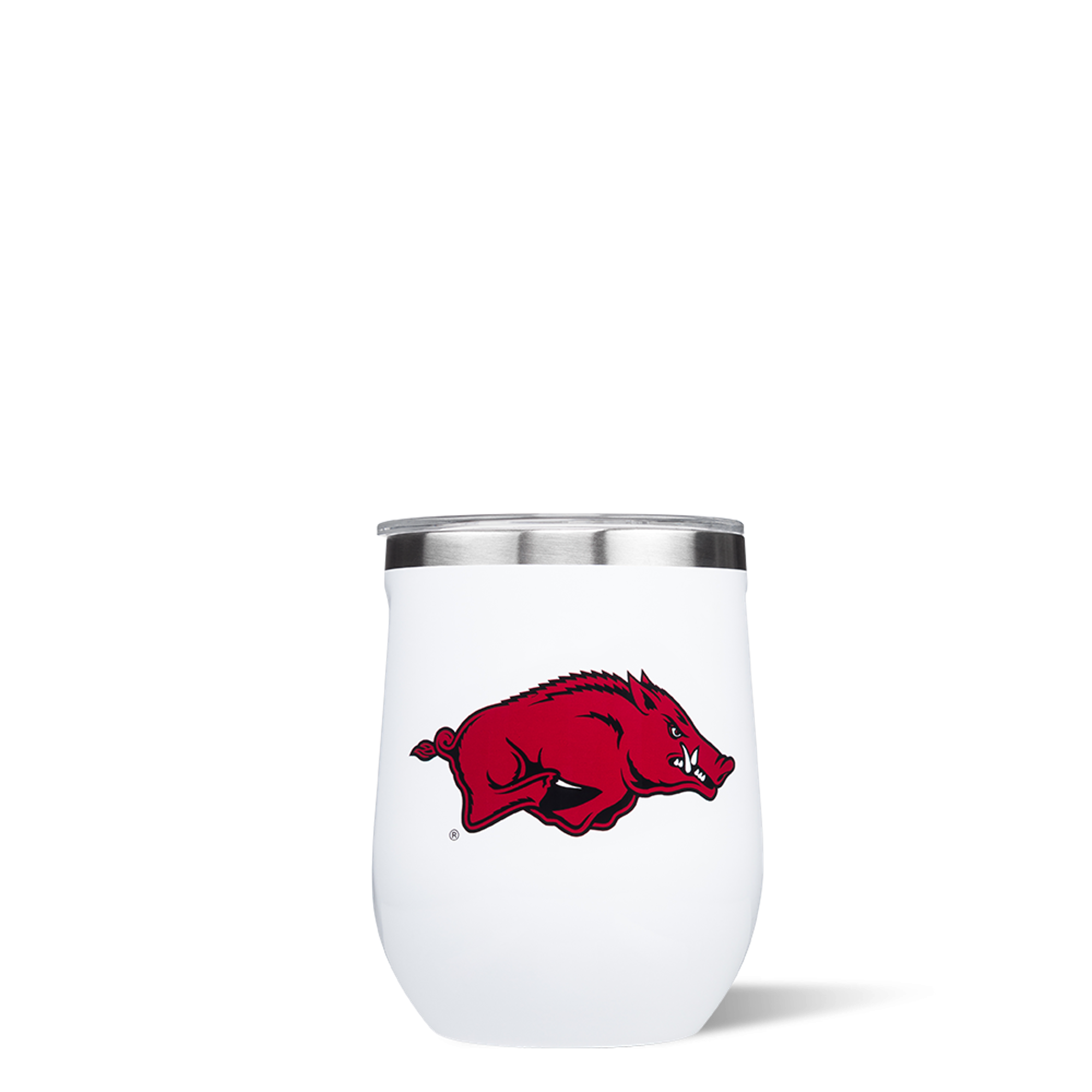 image of: Arkansas Razorbacks Corkcicle 12oz Stemless Wine Tumbler- White