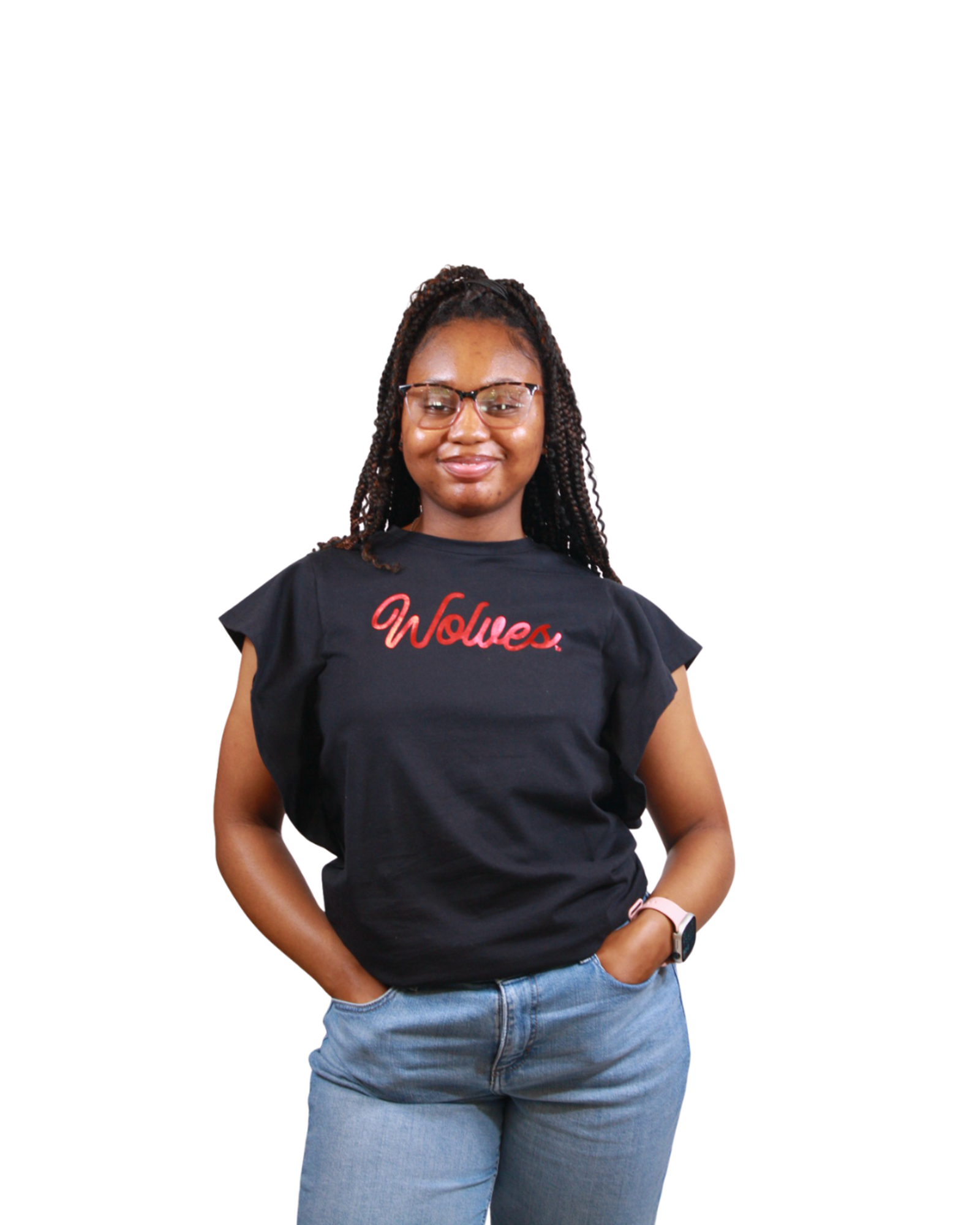 Product image 1 of 3 for WOLVES FOIL TEXT MAZIE RUFFLE TEE