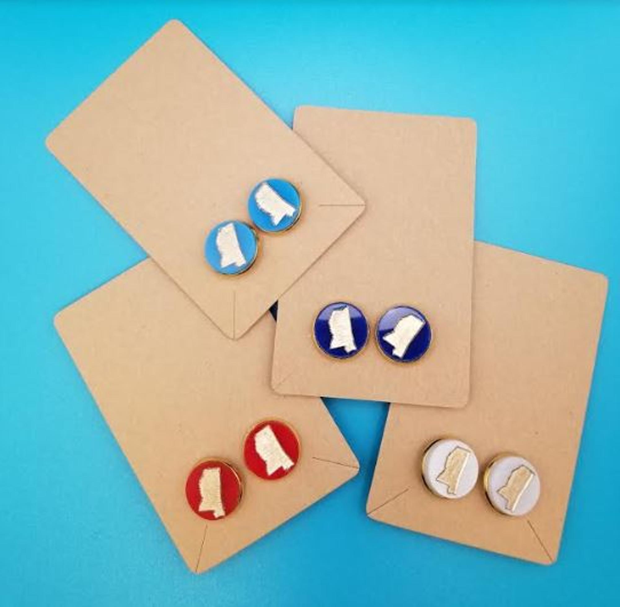 image of: Mississippi Gold Embellished Acrylic Stud Earrings Light Blue