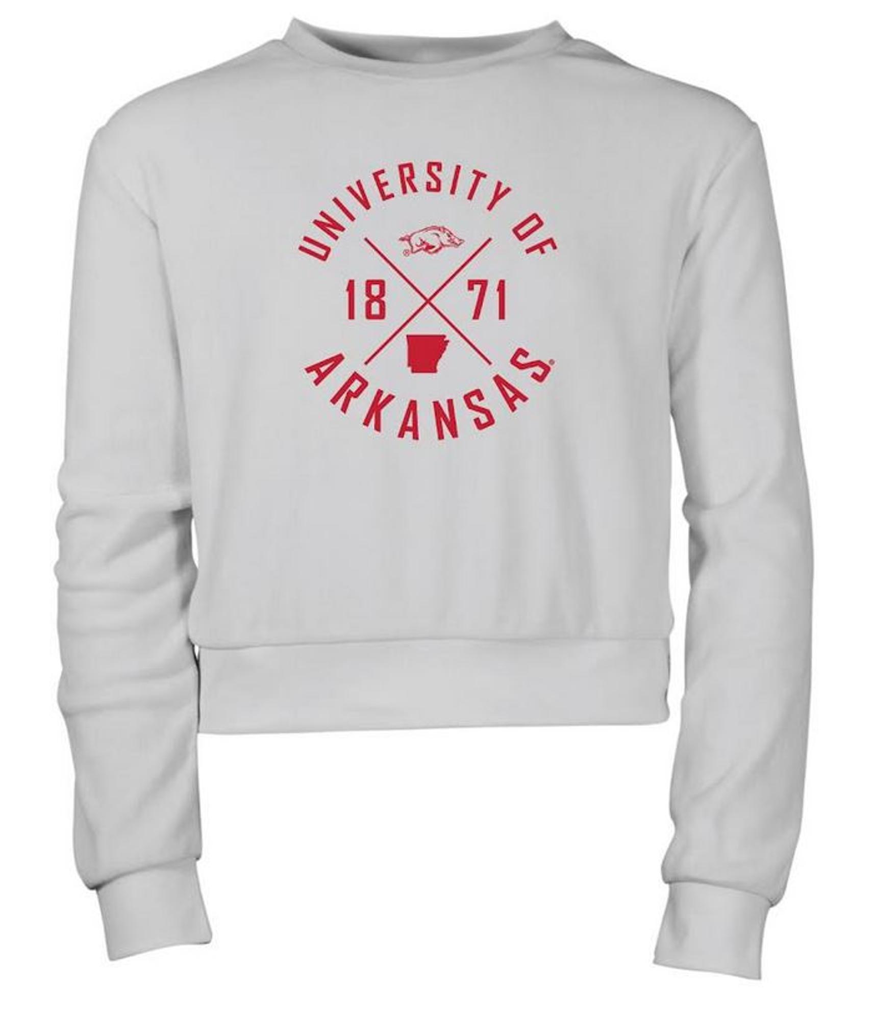 image of: Arkansas Razorbacks Sloan Youth Cropped Crew Neck - Grey