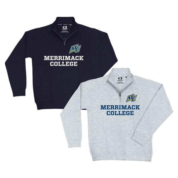 Merrimack College MC 1/4 Zip Felt Applique; $59.99