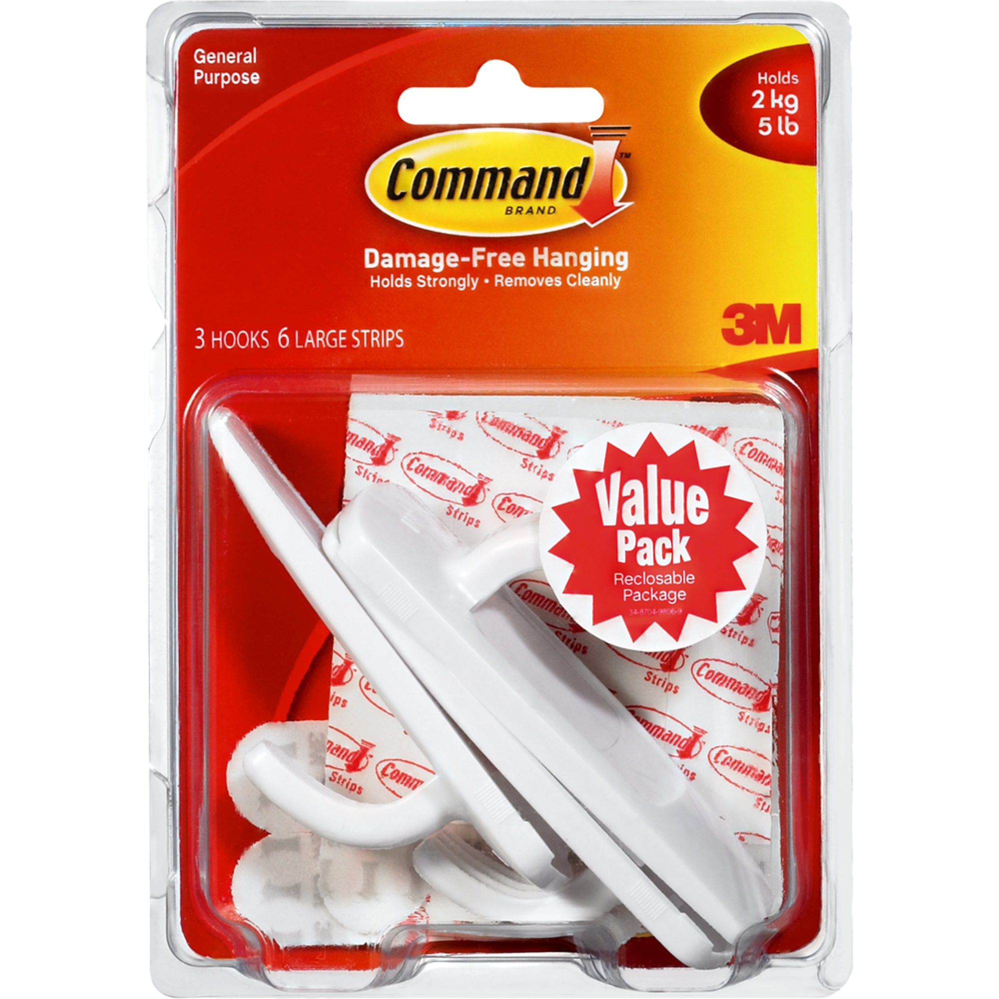 image of: Command Adhesive Designer Hook - White Large 3Pk