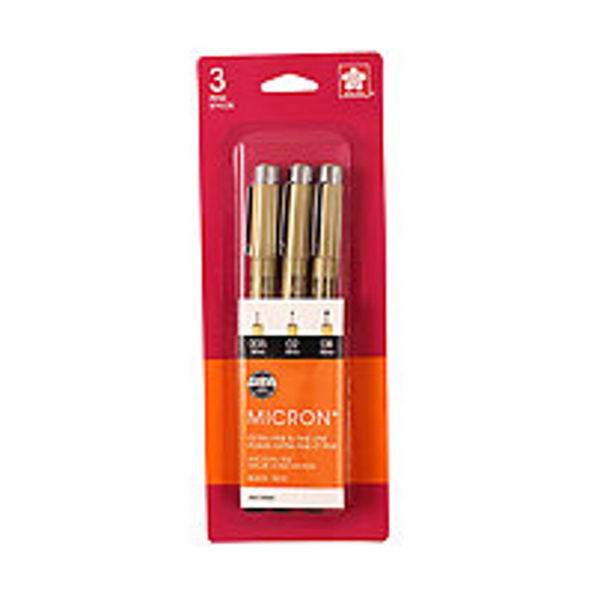 image of: Pigma Micron Pen Sets, Black Ink, 3-Pen Set (005, 02, 08)