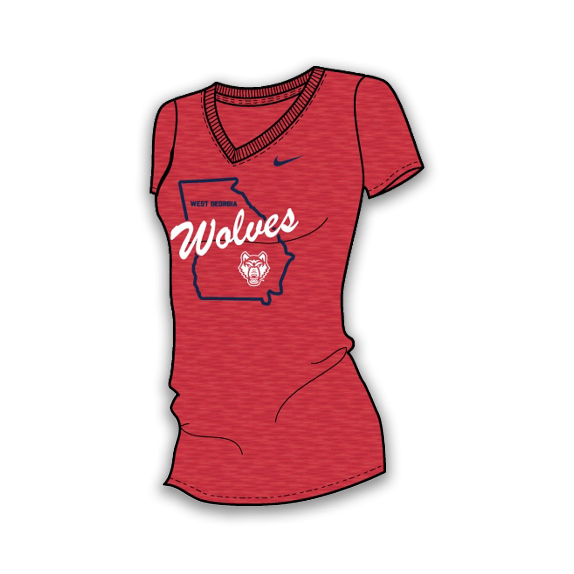 image of: WEST GA STATE OUTLINE NIKE TRI-BLEND SS MID-V