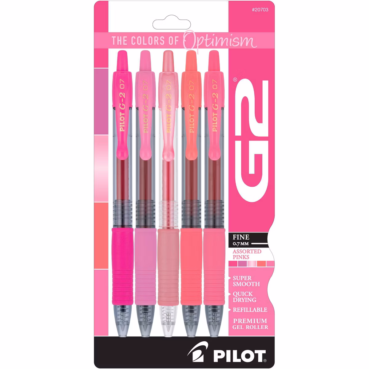 image of: Pilot G2 Boost Gel Pens Fine Point 0.7mm Assorted Pink Ink - 5PK