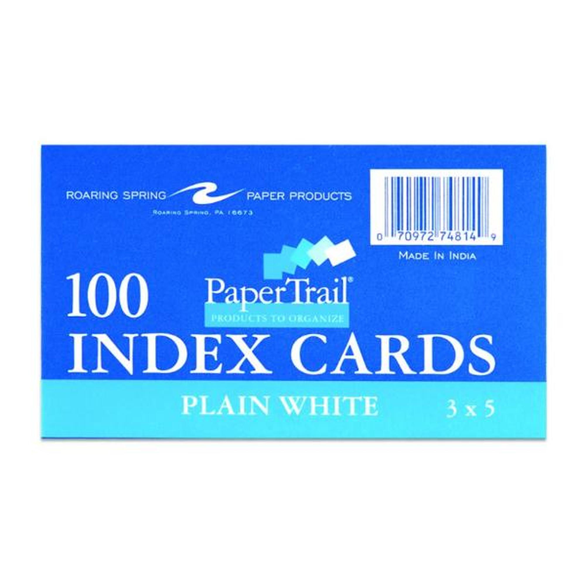 image of: INDEX CARDS 3X5 UNRULED WHITE