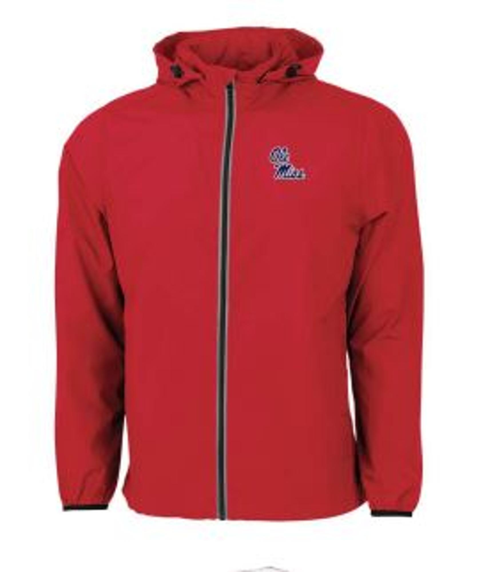 image of: Ole Miss Pack-N-Go Full Zip Reflective Jacket Red