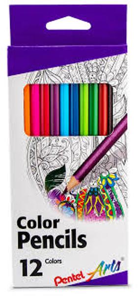 12 CT COLORED PENCIL SET PENTEL; $4.99