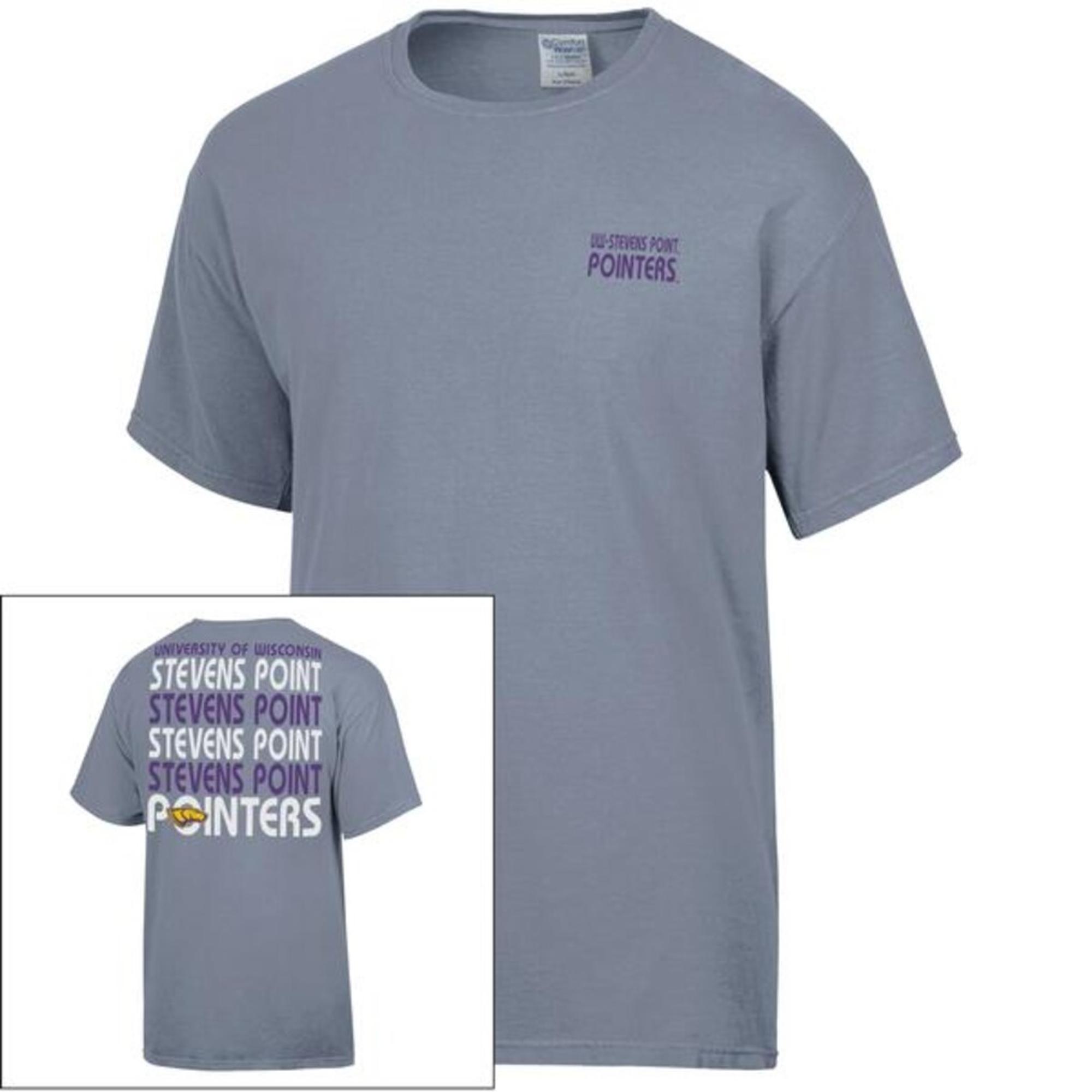 Product image 1 of 1 for University of Wisconsin Stevens Point Comfort Wash Short Sleeve Tee, Gray