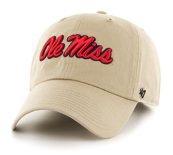 image of: Ole Miss Script Clean Up Adjustable Hat Khaki