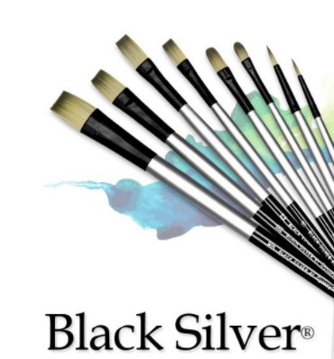 image of: Dynasty Black Silver Short Handle Brushes