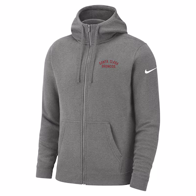image of: Santa Clara Broncos Nike Basic Club Fleece Full Zip Jacket, Heather Gray