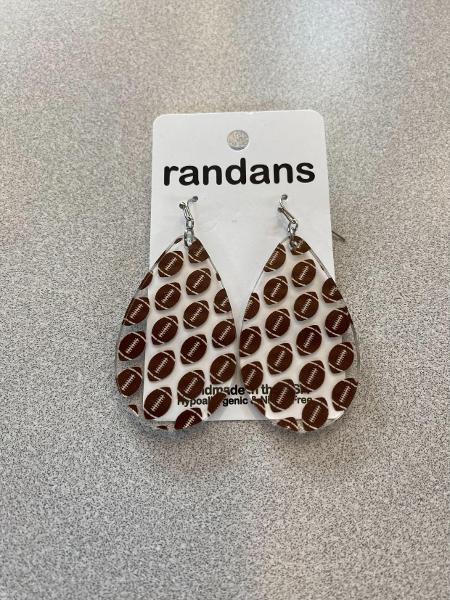 CLEAR FOOTBALL PRINT EARRINGS; $18.99