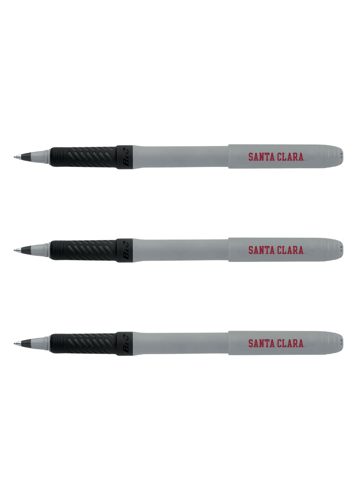 image of: Santa Clara University Bic Grip Roller Pen, 3 Pack, Gray