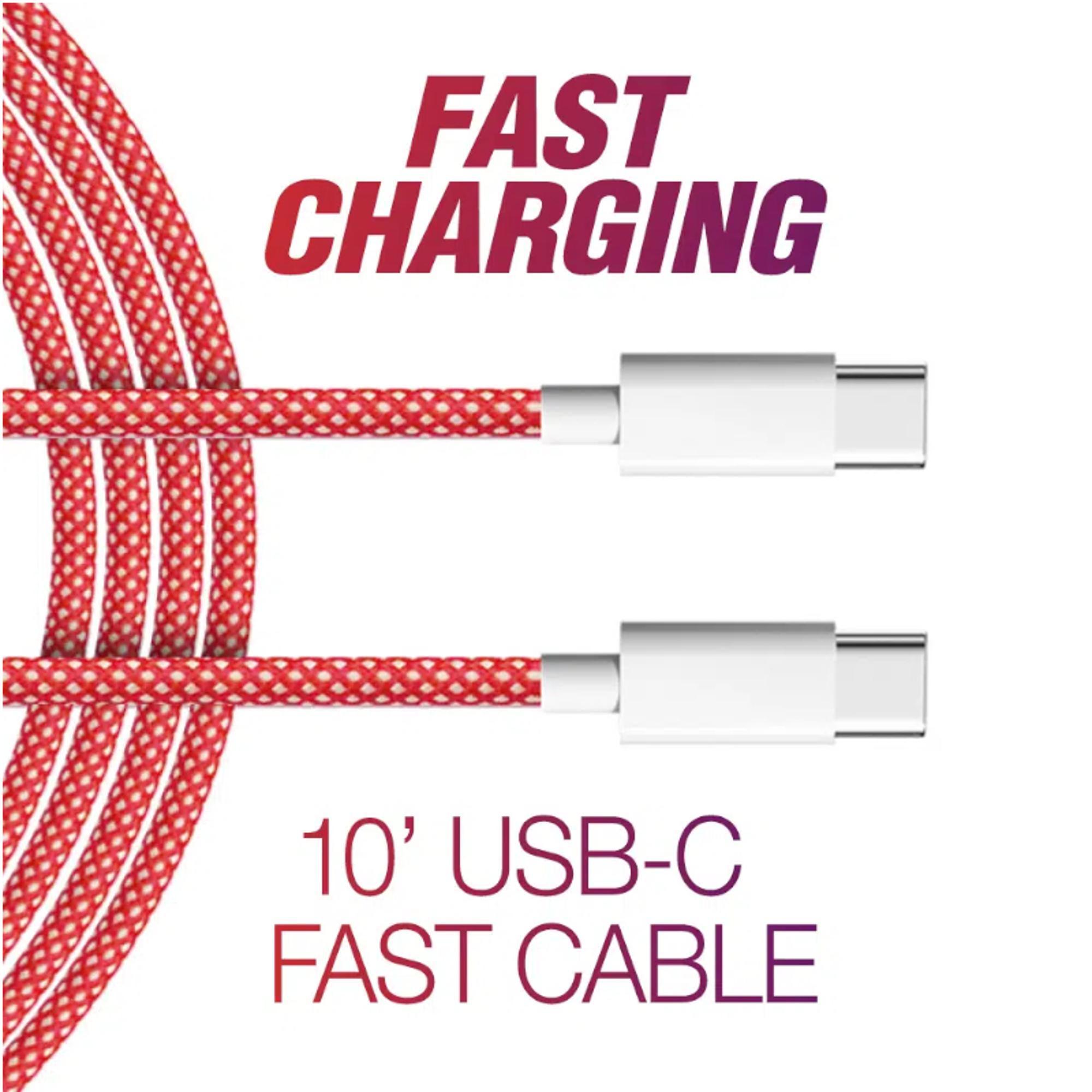 Product image 1 of 1 for Cable 10' USB-C To USB-C Fast Charge Red