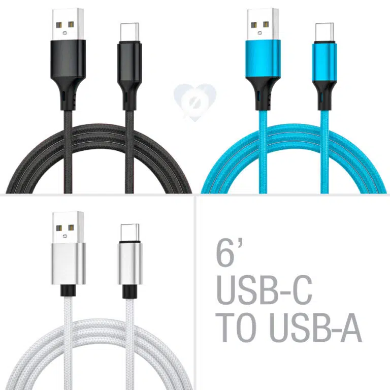 image of: CABLE 6' USB-C TO USB-A BRAIDED BLUE