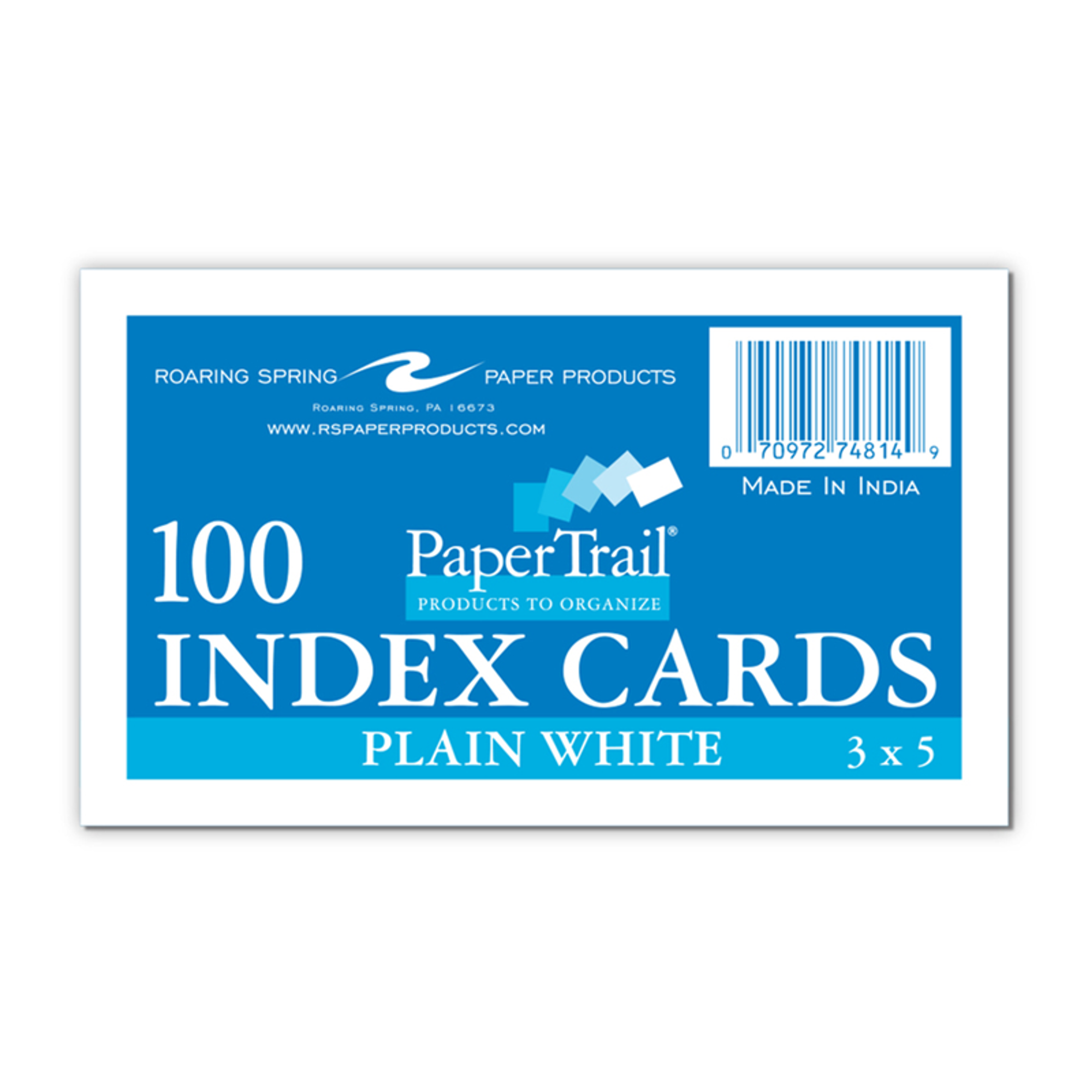 image of: PaperTrail 3" x 5" Plain Index Cards 100pk