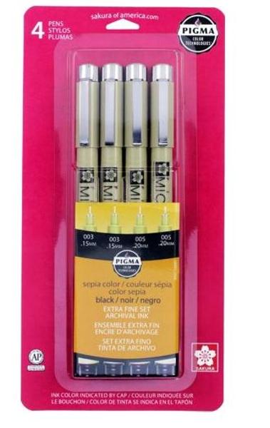 Micron Black/Sepia Pen Set - 4pk; $10.69