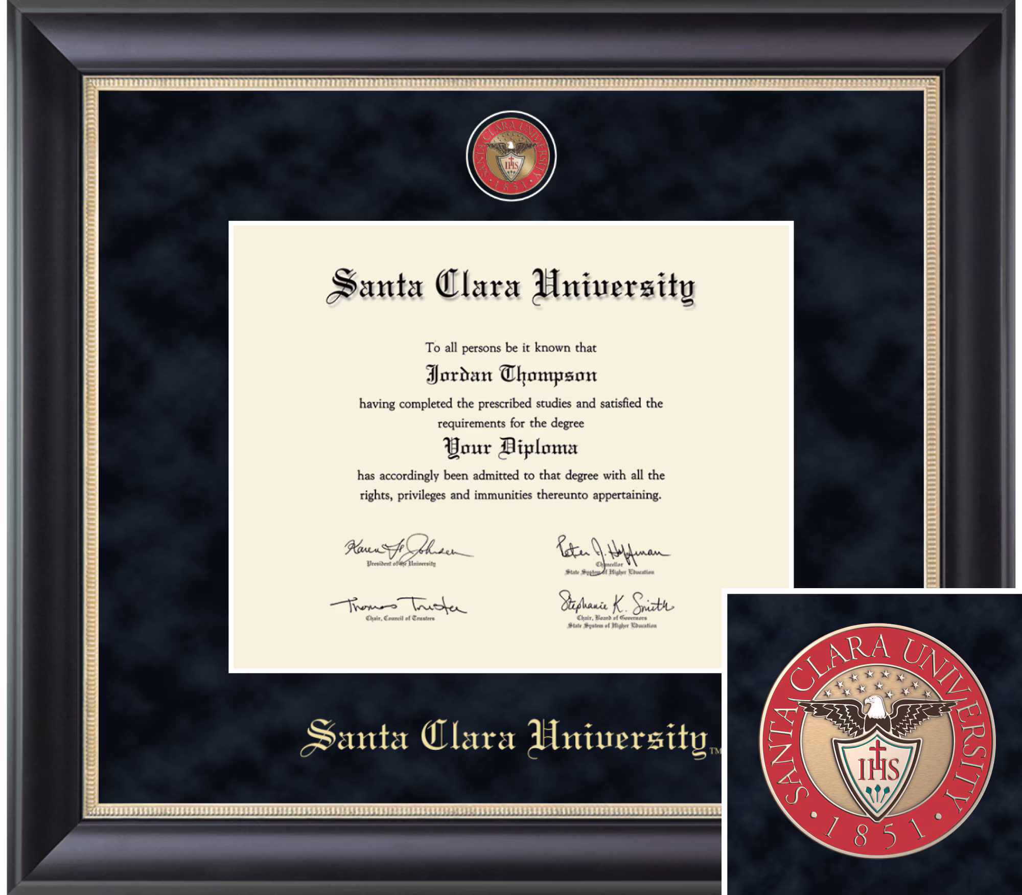 image of: Santa Clara University 8in x 10in Diploma Frame, Regal Black