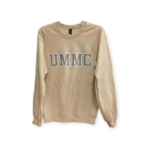 UMMC BLOCK SWEATSHIRT-SAND; $21.95