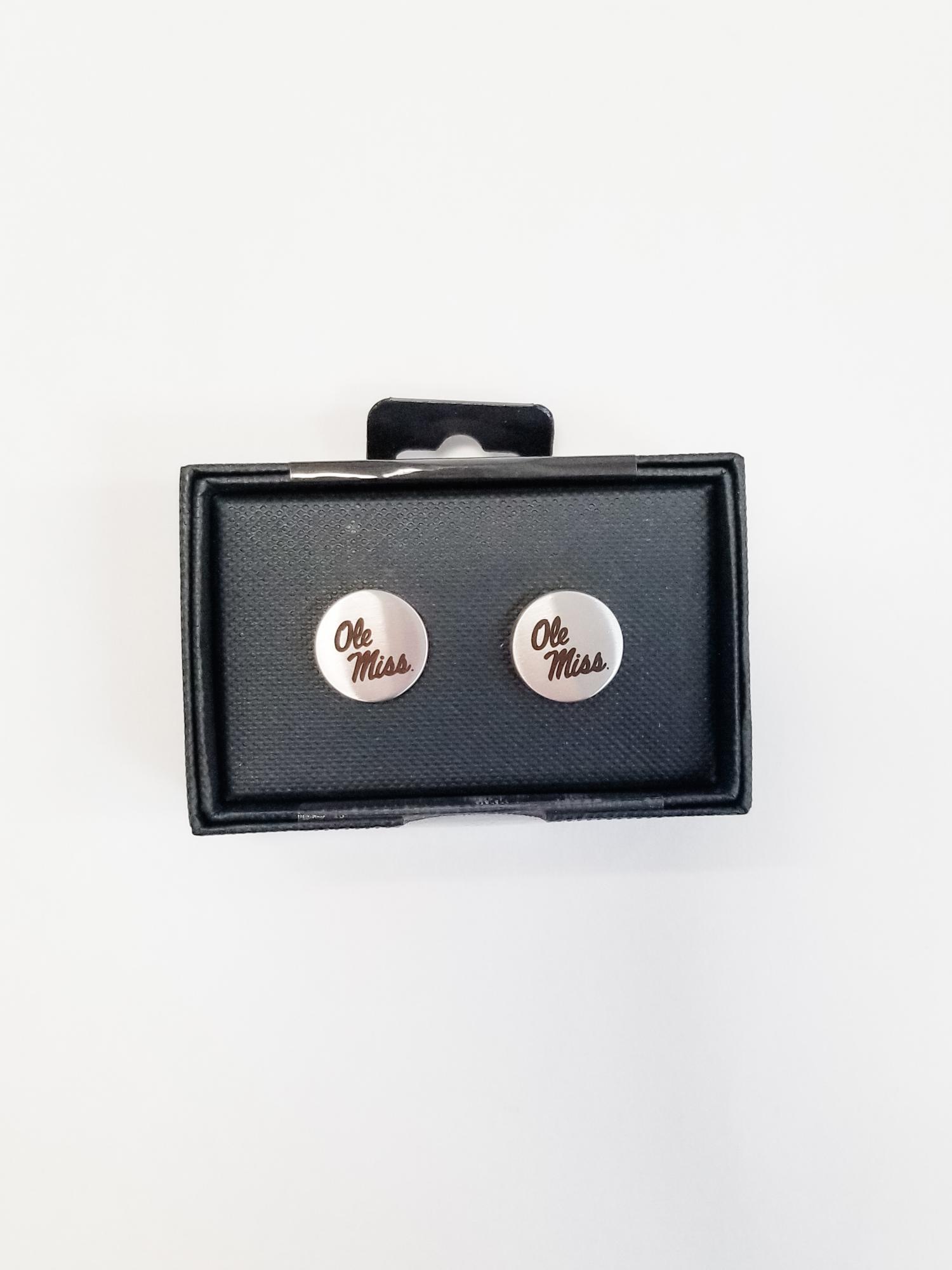 image of: Ole Miss Silver Brushed Cuff Links