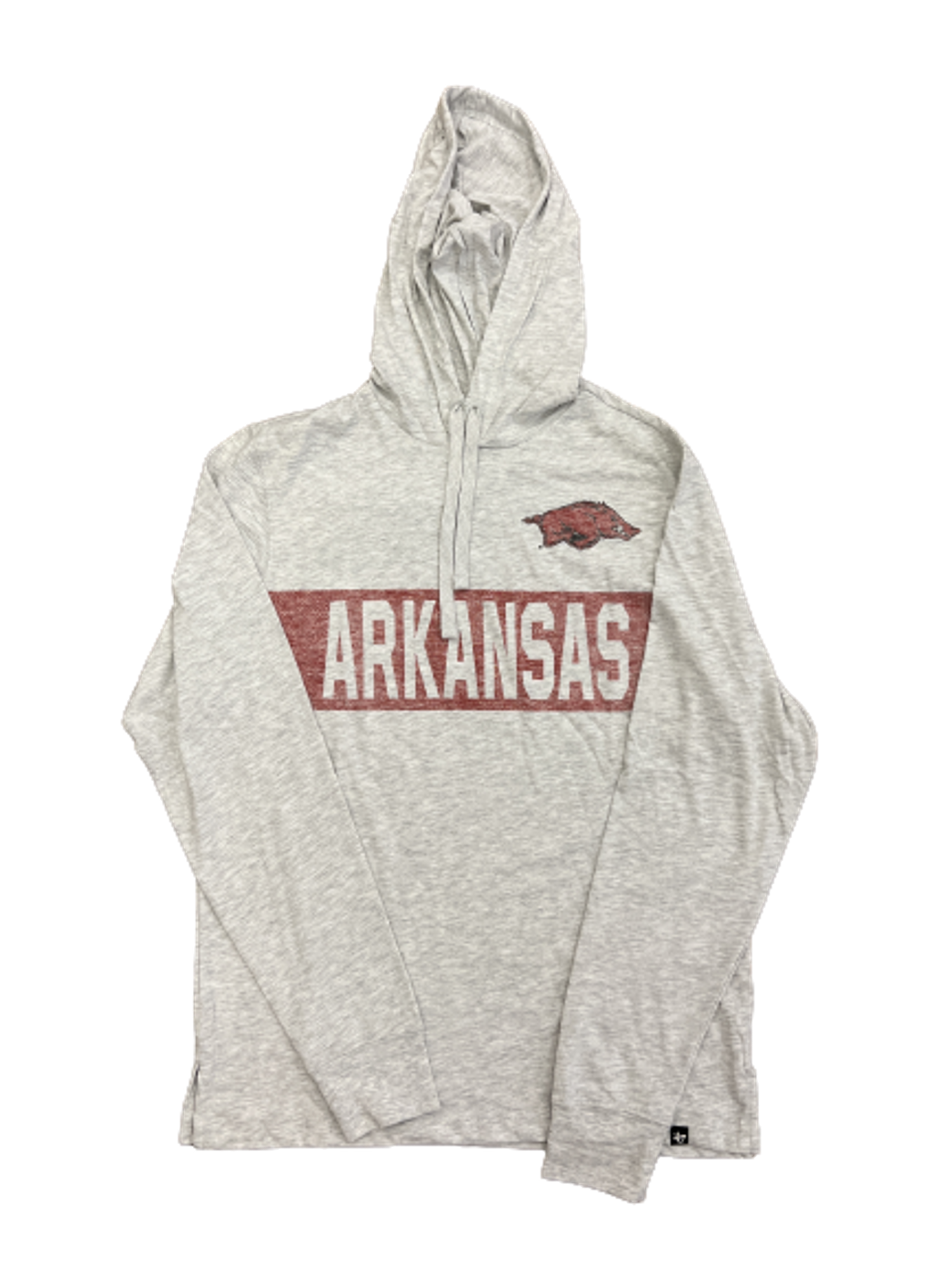 image of: MD25-Arkansas Razorbacks '47 Triple Threat Franklin Hooded Long Sleeve Tee