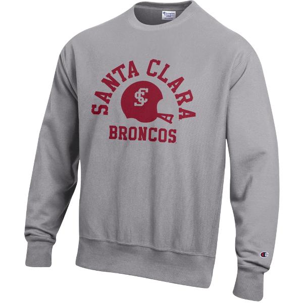 Santa Clara Broncos Champion Helmet Football Reverse Weave Crew, Gray; $79.98