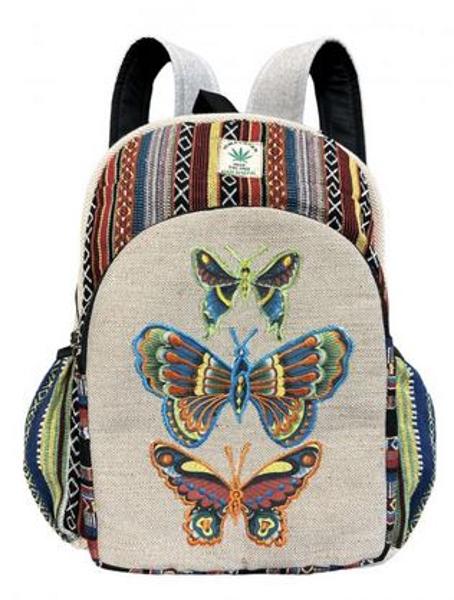 Rising "Three Butterflies" Cotton Hemp Backpack; $28.00