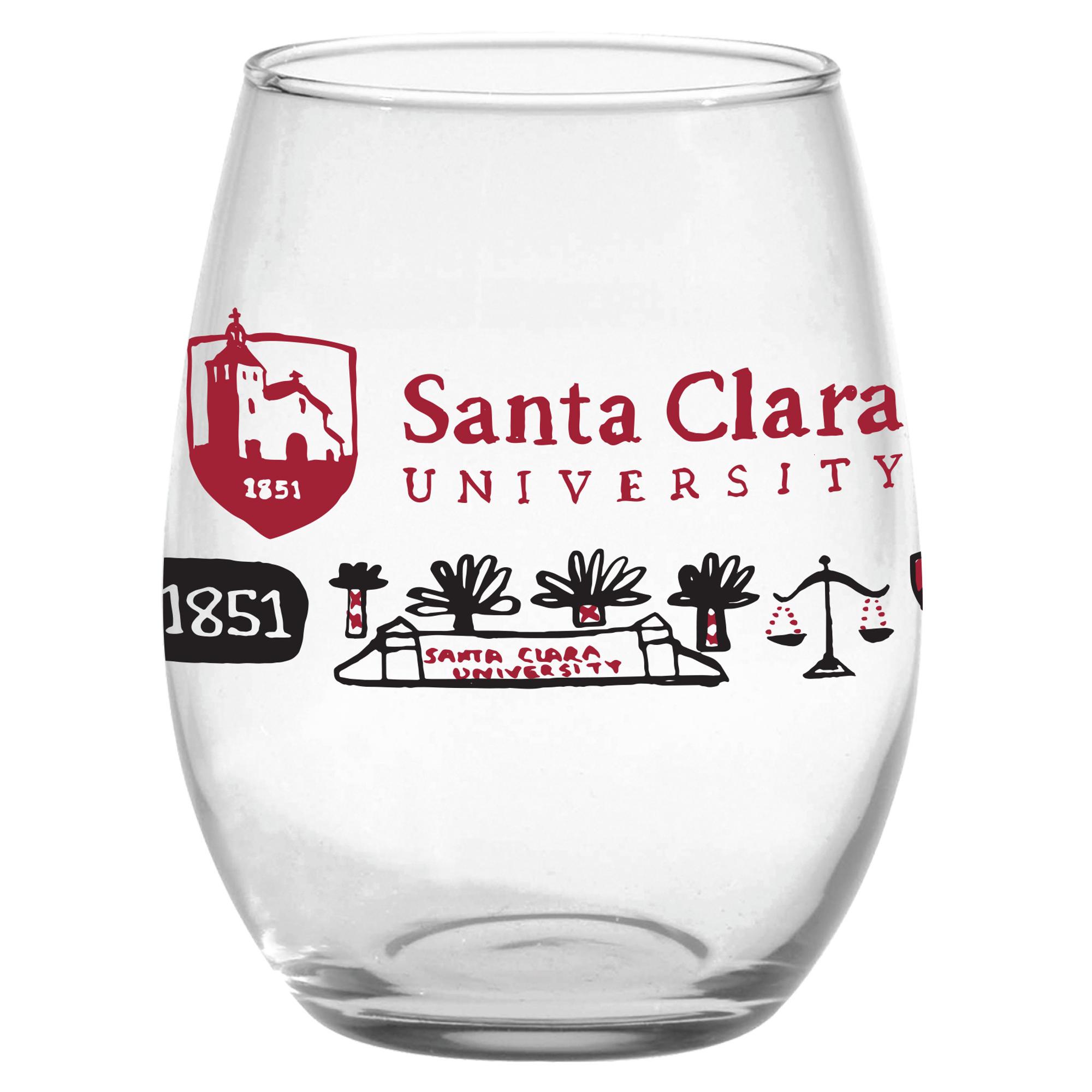 image of: Santa Clara University Julia Gash Stemless Wine Glass