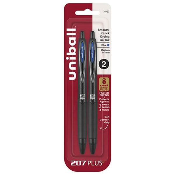 PEN GEL UNIBALL 207+ RETRACTABLE MED POINT BLUE 2 PK; $8.49