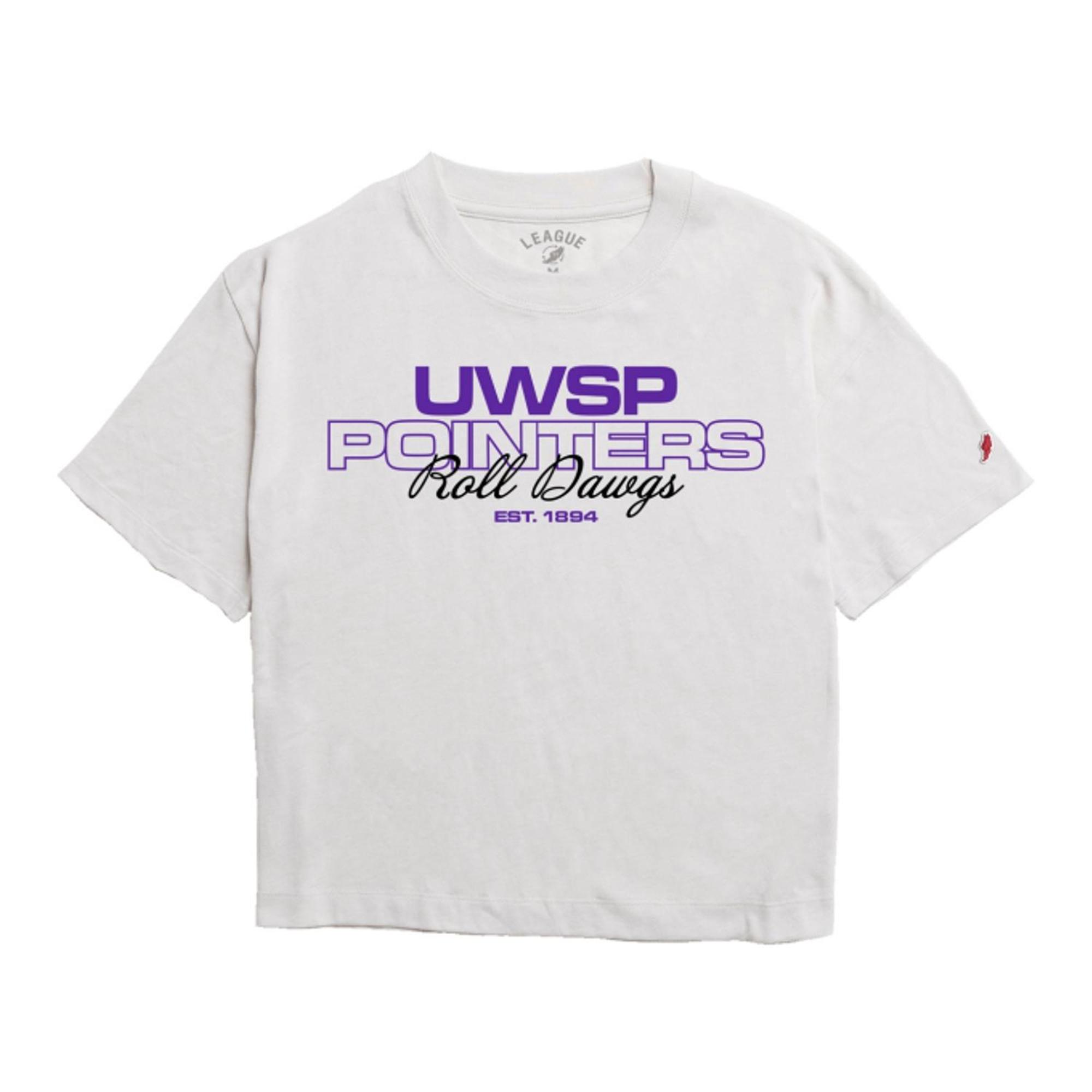 Product image 1 of 1 for UWSP Women's Intramural Midi Short Sleeve Tee, Roll Dawgs Logo, Heather Canvas