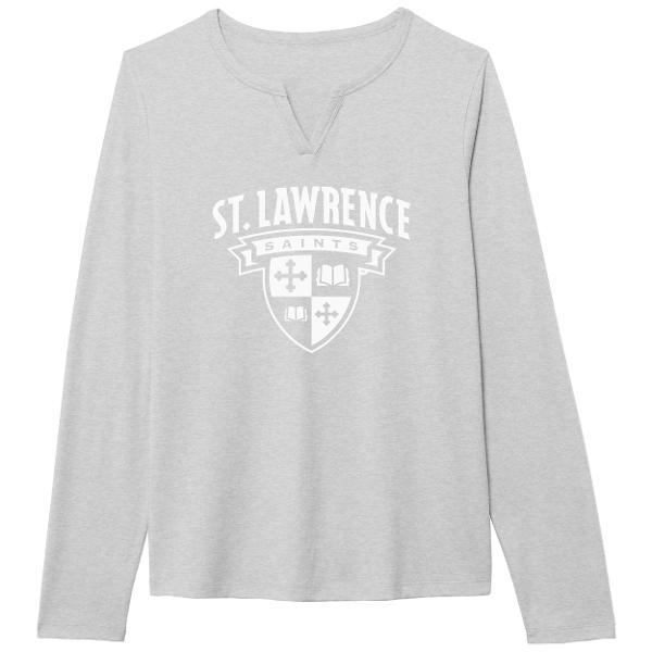 Women's Essential Long Sleeve Notch Tee; $29.95