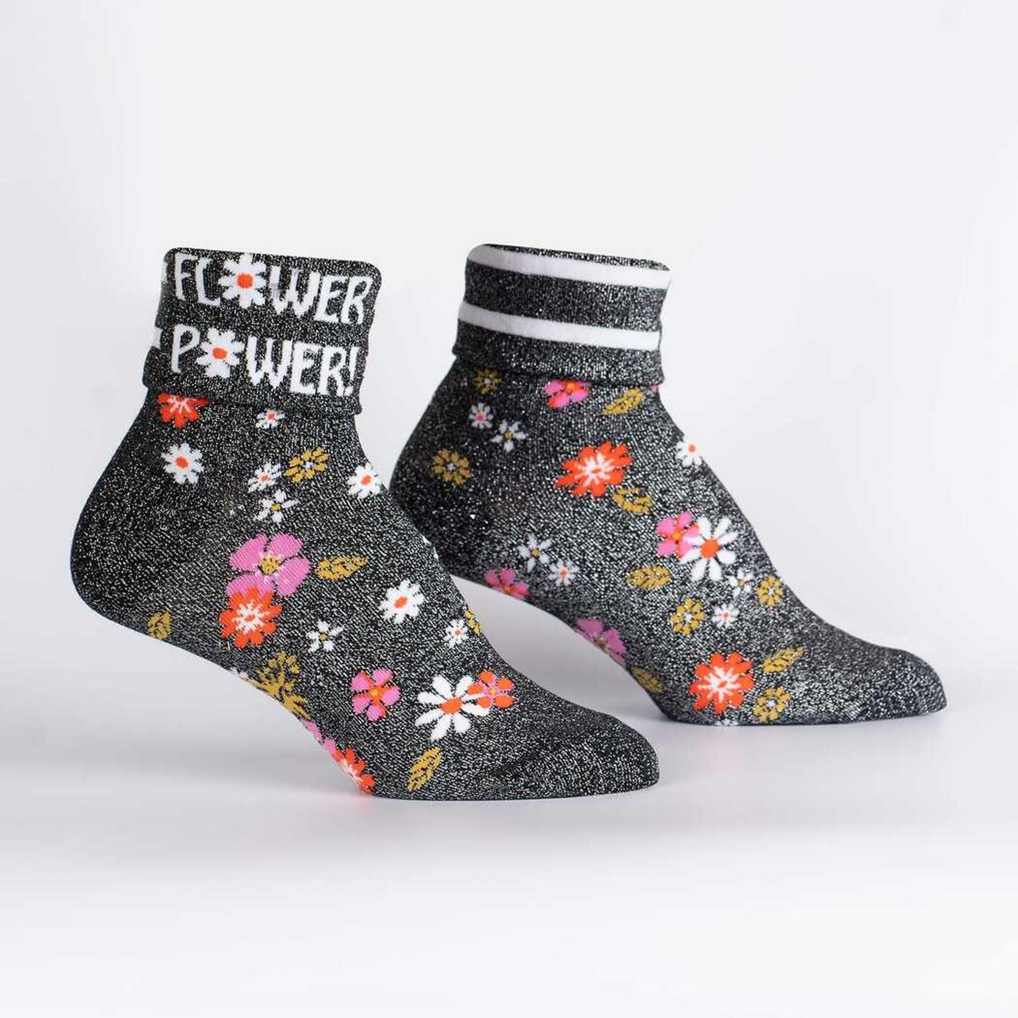 image of: -Turn Cuff Socks - Flower Power