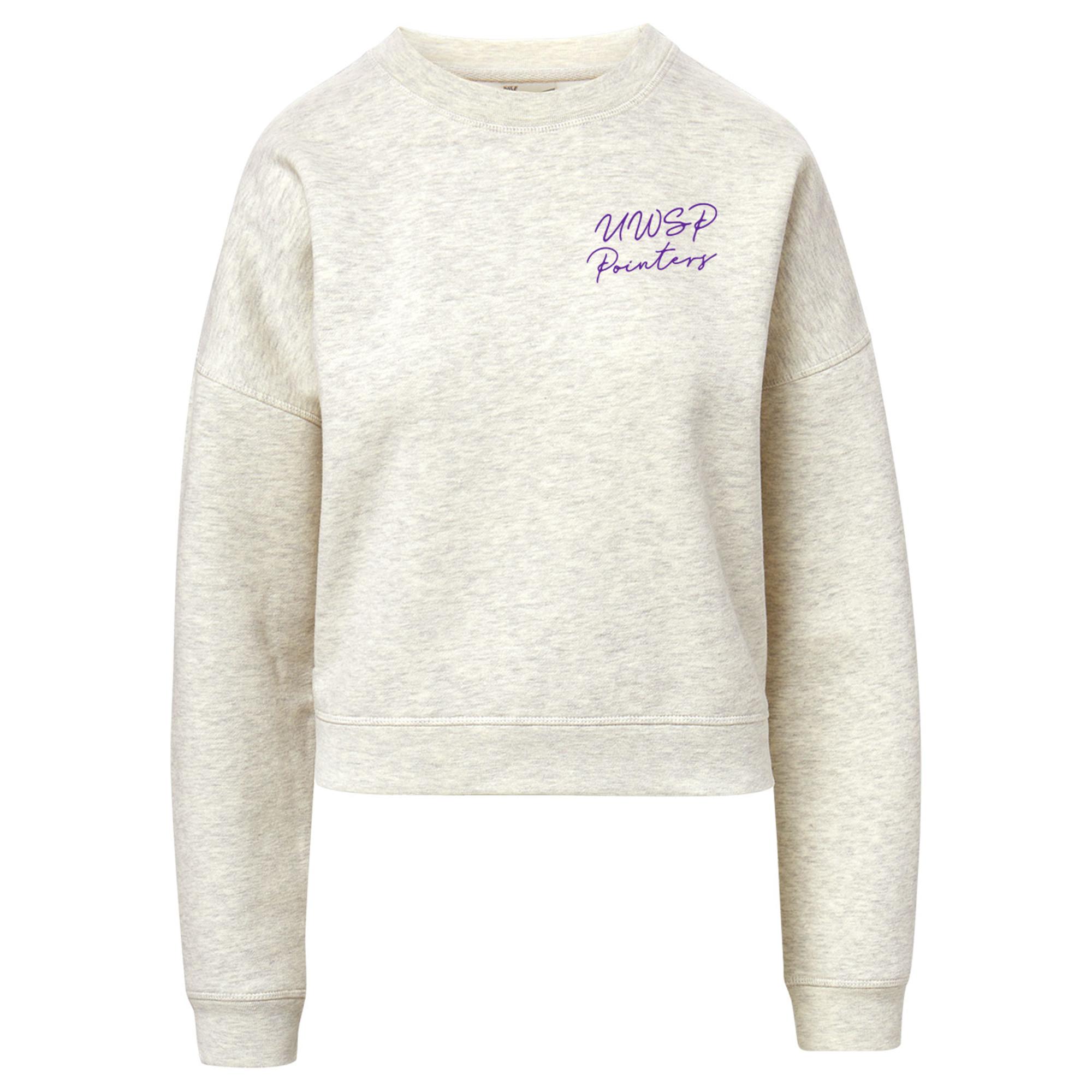 Product image 1 of 1 for UWSP Women's Vintage Fleece Crewneck Sweatshirt, Script Logo, Oatmeal