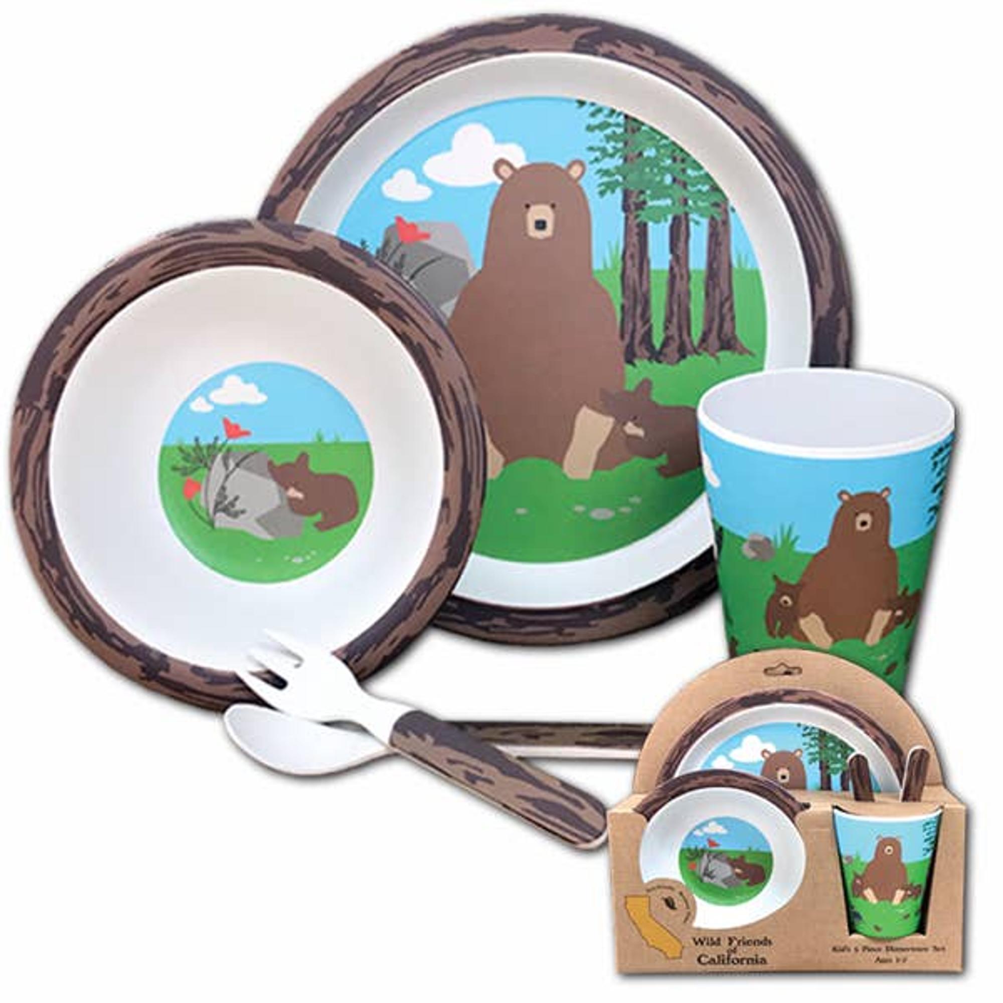 Bear Bamboo 5pc Kids Dinnerware Set Cal Student Store