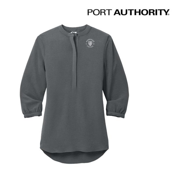 Women's 3/4-Sleeve Textured Crepe Graphite Tunic Blouse; $79.99