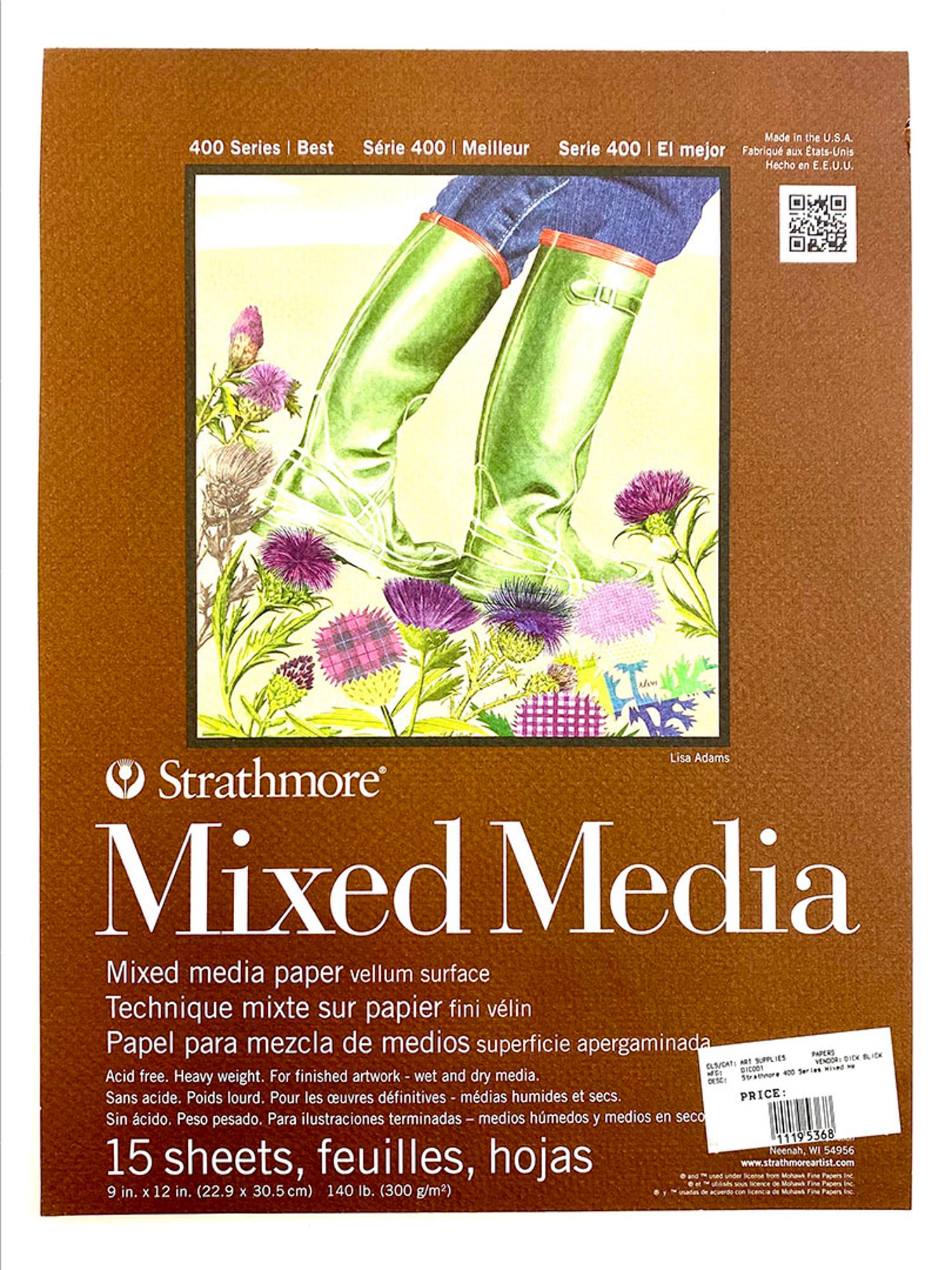 image of: STRATHMORE 400 SERIES MIXED MEDIA PAD - 9"X12", 140LB, 15 SHEETS