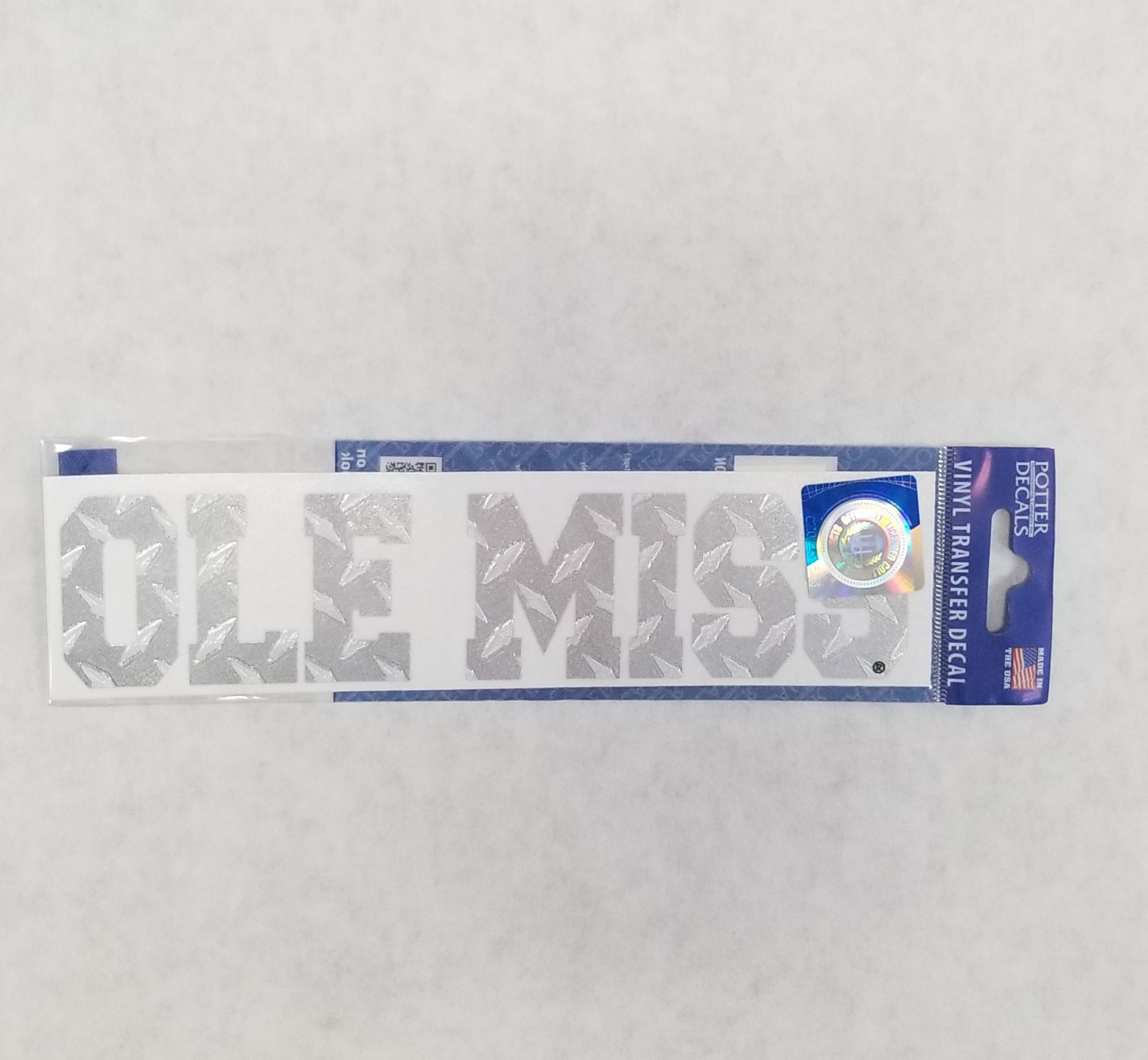 image of: Block Ole Miss Silver Diamond Plate Decal